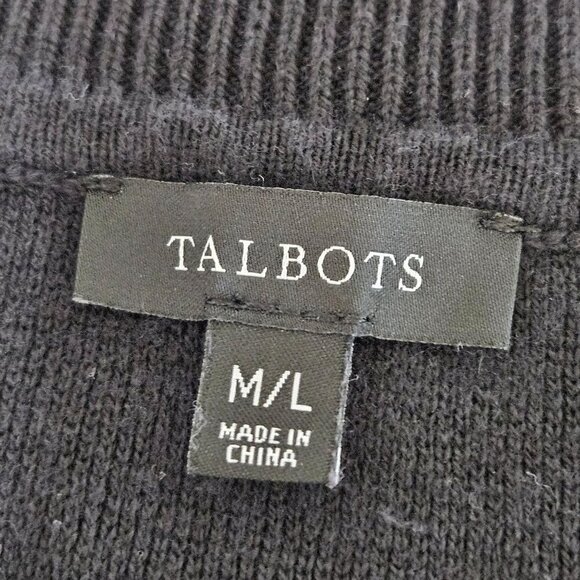 Talbots Black & White Stripe Crewneck Poncho Sweater Medium Large - Picture 5 of 8